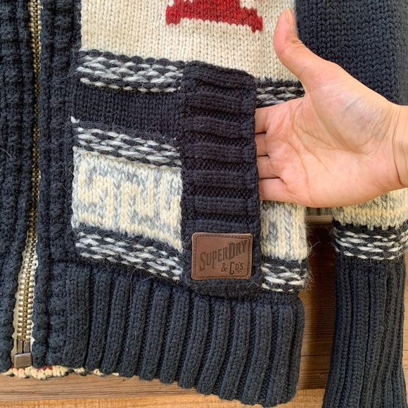 Vintage Superdry thick knit heavy sweater jacket - Picture 14 of 15